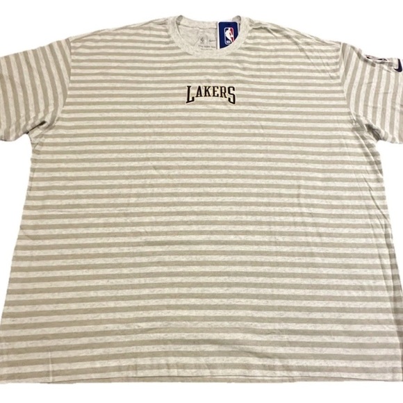 Los Angeles Lakers Nike White Striped Block Letter Print Shirt DA5871-051 3XL - Picture 1 of 4